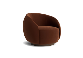 Rust velvet swivel lounge chair